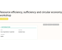 Resource efficiency, sufficiency and circular economy workshop